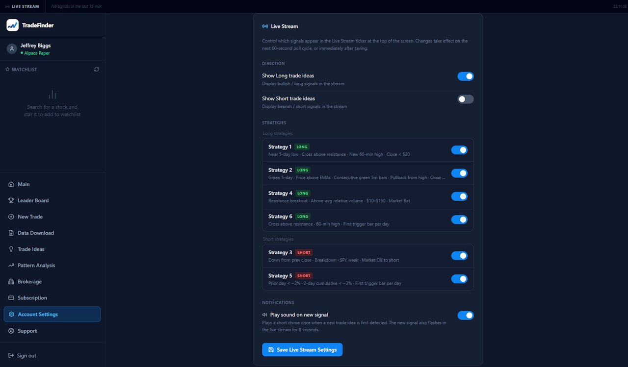 Live Stream Settings